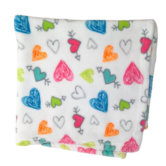 Zak & Zoey Multi Color Hearts Baby Soft Lovey Security Blanket 31" X 30" - Picture 2 of 4